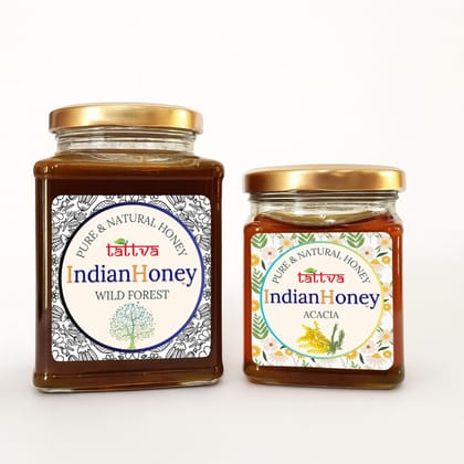 IndianHoney Wild Forest Honey & Rajasthan Acacia Honey Combo Pack (500gm & 230gm) Wild Forest & Rajasthan Acacia