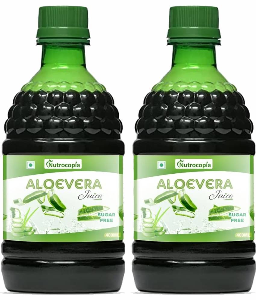 NUTROCOPIA Aloe Vera Juice | For Glowing Skin & Healthy Hair | Organic & Natural Juice Made With Cold Pressed Aloe Vera 400 ML - Pack of 2