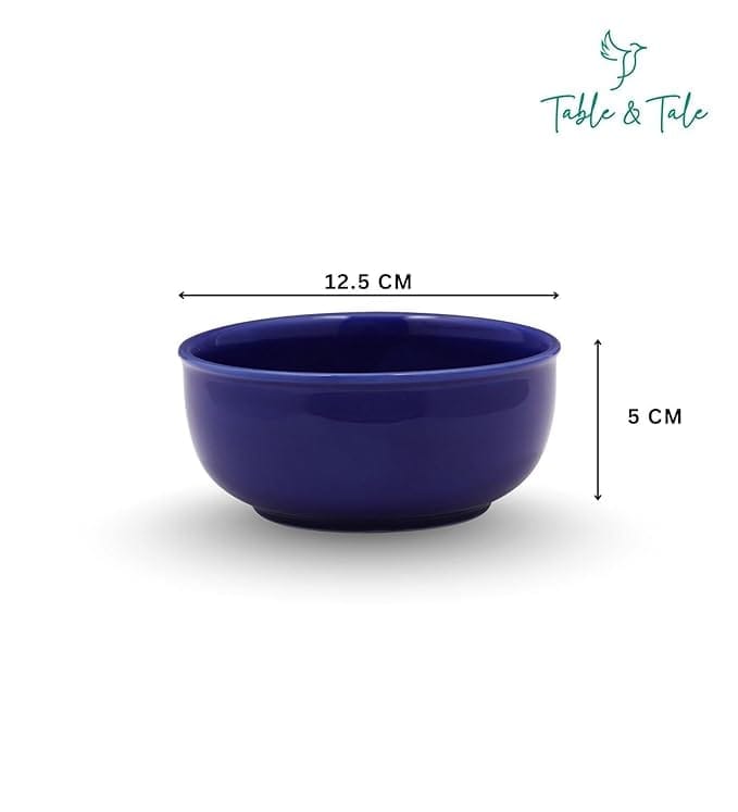 Table & Tale Fine Porcelain Bowl in Elegant Blue| Crafted in Sri Lanka | Scratch Resistant | Perfect for High-End Dining | Used for Soups, Salads, Snacks, Nuts | Microwave & Dishwasher Safe Set of 2
