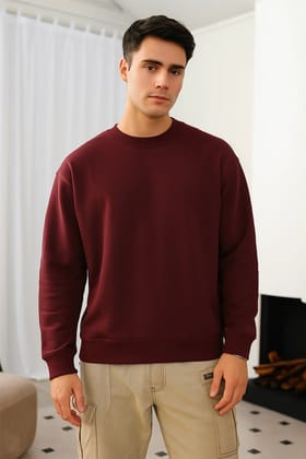 Maroon - Fleece Sweatshirt-XS