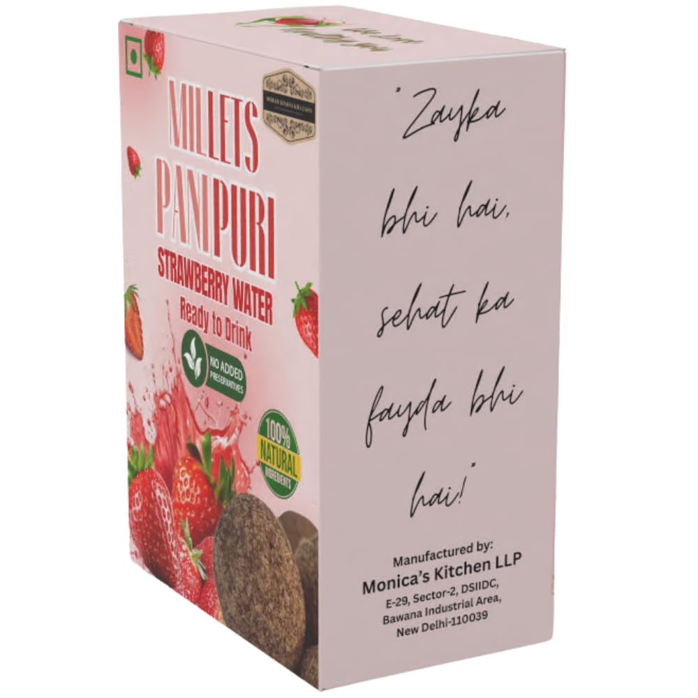 Pani-Puri Water (Strawberry) 400ml Pack of 2 (200ml+200ml) |Ready to Drink Pani Puri Water | No Preservatives Portable Authentic Tasty Water (Strawberry) | FREE 6 pallets of Panipuri with each pack