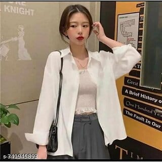 Plain White Shirt With Inner Top for Women/Girls