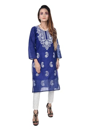 MRS RIGHT CHIKANKARI COTTON KURTI FOR WOMEN AND GIRLS