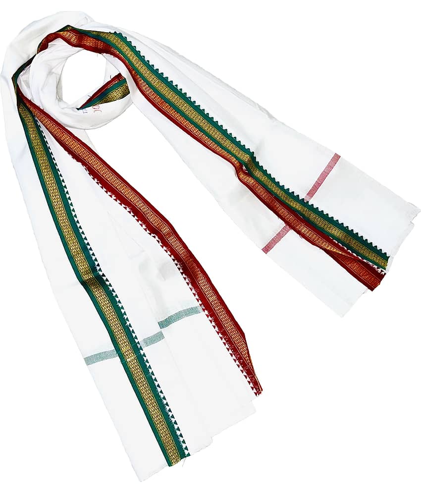 Mk weaves White Cotton Men's Scarves ( Pack of 1 )