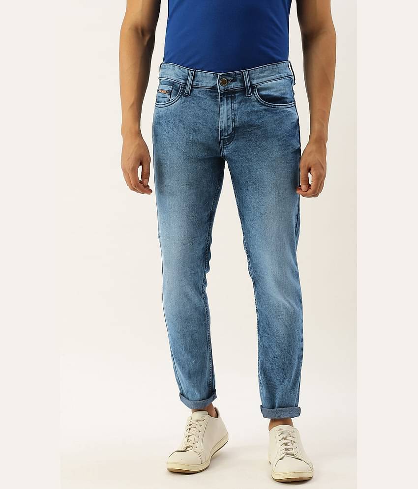 The Indian Garage Co Men Blue Slim Fit Low-Rise Clean Look Stretchable Jeans