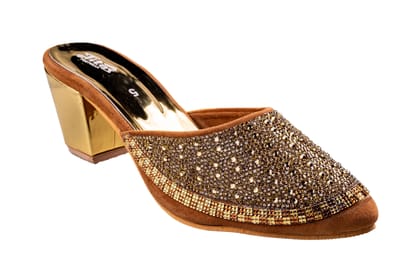 Titas Ladies Golden Wedding Chappal-Golden / 7 / Ethnic