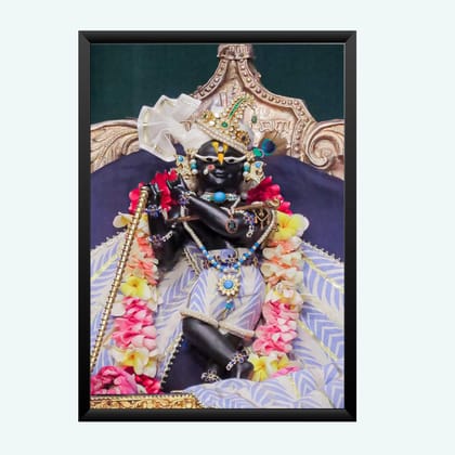NOKKES Radha Raman ji Vrindavan Radha Raman Thakur Ji Black Photo Frames Religious Photo frame 5X7 Inch Photo Frame_QWW109