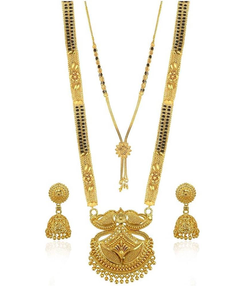 MGSV Jewellery Traditional Necklace Pendant Hand Meena 30inch Long and 18inch short  Mangalsutra/Tanmaniya/nallapusalu/Black Beads For Women and Girls Brass, Alloy Mangalsutra