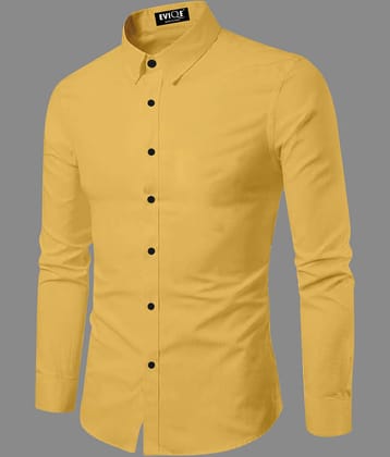 Eviqe Cotton Blend Regular Fit Solids Full Sleeves Men's Casual Shirt - Yellow ( Pack of 1 )