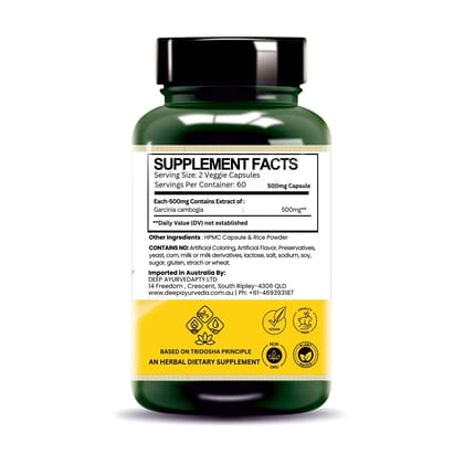 Garcinia Vegan Capsules - Supports Weight Management, Metabolism & Digestion