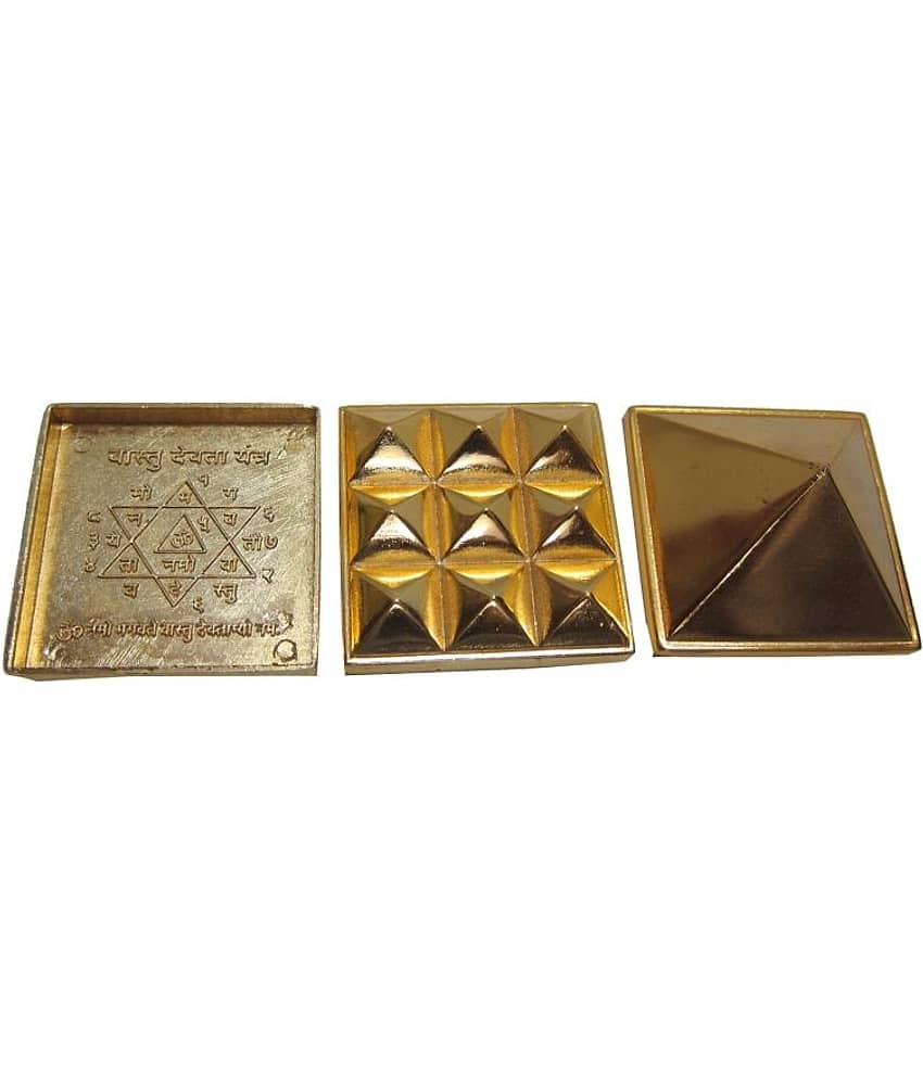 Vastughar Mix Metal Multilayer Pyramid Set With Vastu Devta Yantra At Bottom ( Medium )