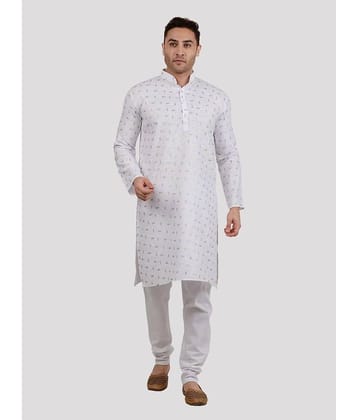 Maharaja - White Linen Regular Fit Men's Kurta Pyjama Set ( Pack of 1 )