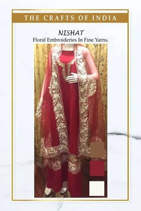 Red Kurti with Odhani in Fine Cottons
