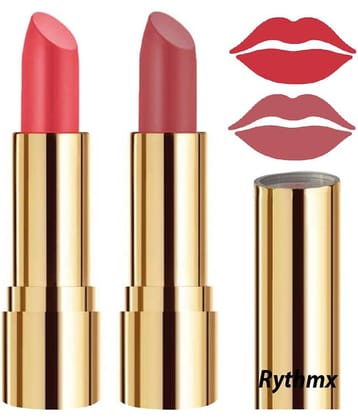 Rythmx Red,Nude Matte Creme Lipstick Long Stay on Lips Multi Pack of 2 8 g