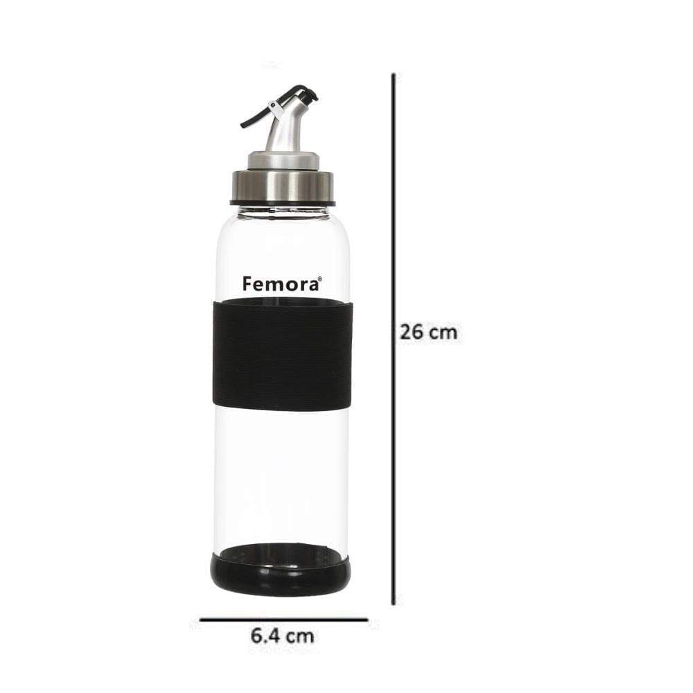 Femora Borosilicate Glass Oil Dispenser with Lid, 500ml Set of 2, Clear