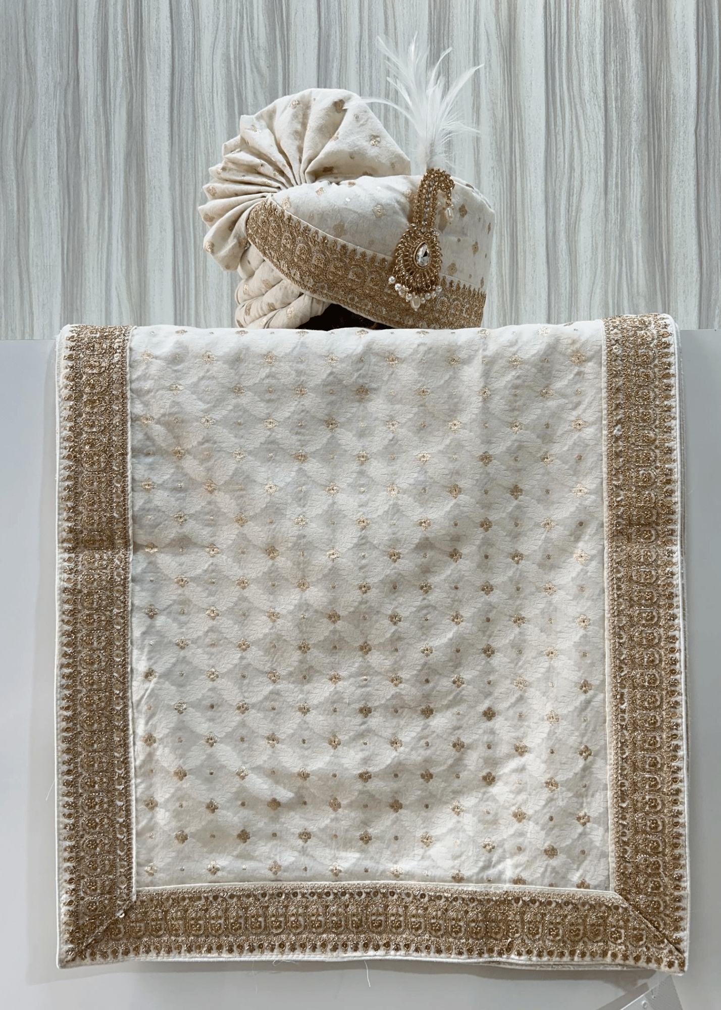 CREAM CHANDERI WEAVING (HANDTIED PATTERN)-Cream