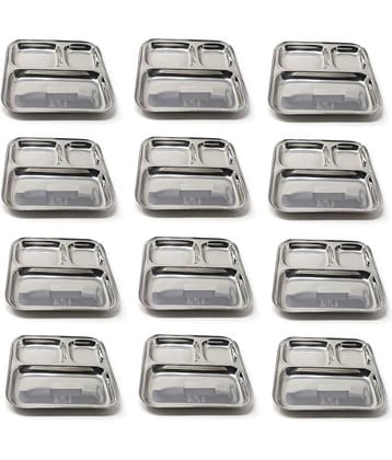 Dynore 12 Pcs Stainless Steel Silver Partition Plate