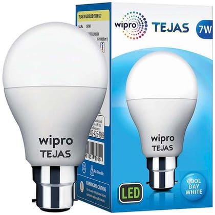 Wipro Tejas Led Bulb, Cool Daylight White, Round, 7 Watts, B22 Base, 1 Pc