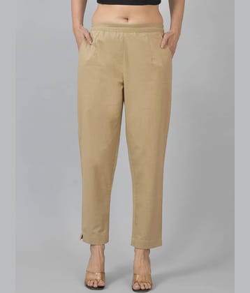 QuaClo Pack of 1 Cotton Blend Straight Women's Casual Pants ( Beige )