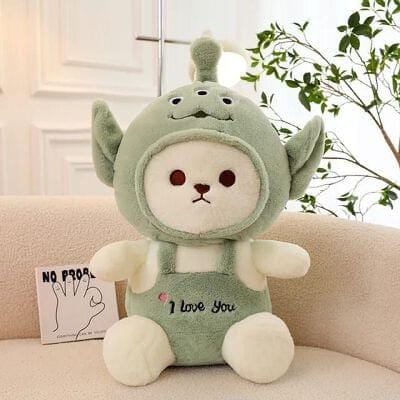 Teddy Bear with Cap - 'I Love You' Plush Toy for Kids 30 CM (Green)