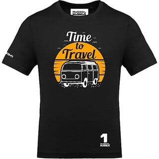 Fastbend Mens Black Printed Cotton Blend Round Neck T-Shirt