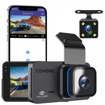 Conbre Blackbox Pro Dash Camera Dual Channel 1080p Front & 720p Rear Wifi enabled Camera-Blackbox Pro
