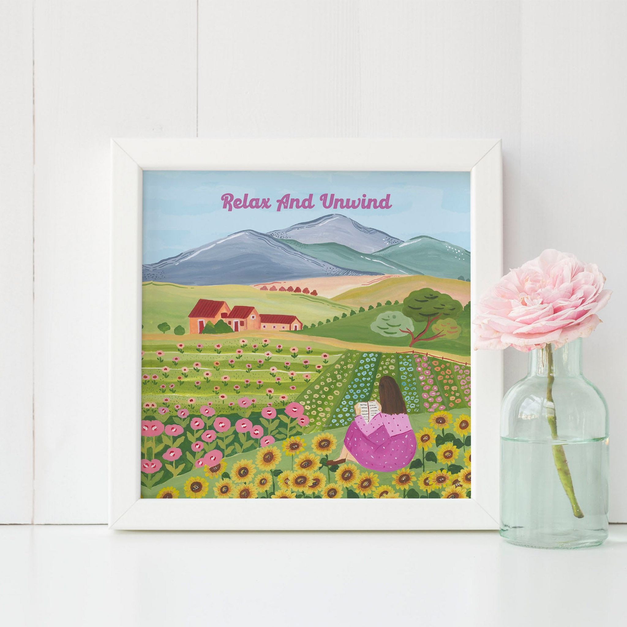 Relax and Unwind Wall Art Frame (Table Top Mount)-White