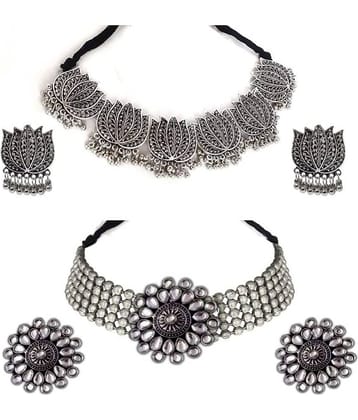 Sunhari Jewels - Silver Alloy Necklace Set ( Pack of 2 )