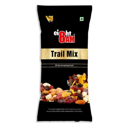 8 AM Trail Mix Snack, delicious mix of crunchy almonds, black raisins, pumpkin seeds, dried mangos sliced, and cranberries, 200gm