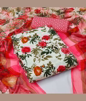 Anand Unstitched Crepe Printed Dress Material - White ( Pack of 1 )