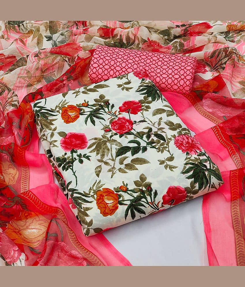 Anand Unstitched Crepe Printed Dress Material - White ( Pack of 1 )