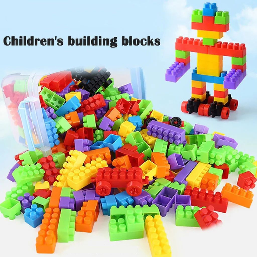 Colorful Building Blocks Set for Kids - 5 in 1 Creative Construction Toys for Toddlers - Includes House, Car, Tank, Christmas Tree, and Rooster - 100 Pieces