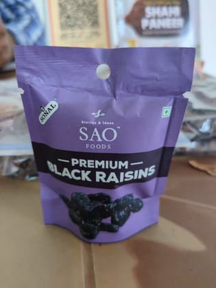 SAO Foods Premium Black Raisins (250g) | Naturally Sweet & Sun-Dried | Rich in Antioxidants | Healthy Snack in Resealable Zip-Lock Pouch