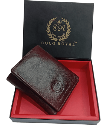 COCO ROYAL 100% Leather Solid Men's Three Fold Wallet With 9 Slots For Card ( Brown , Pack of 1 )