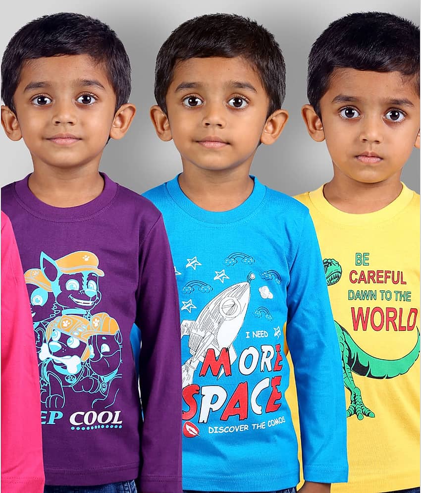 JILZ Pack of 3 Boys Cotton T-Shirt ( Multi Color )