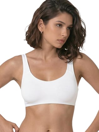Enamor SB06 Low Impact Bra - Non-Padded, Wirefree & High Coverage White Enamor SB06 Low Impact Bra - Non-Padded, Wirefree & High Coverage White - WHITE / XL