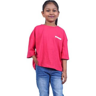 Kid Kupboard Cotton Girls T-Shirt, Pink, Half-Sleeves, 7-8 Years KIDS7094