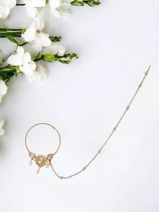 Gold-Plated Handcrafted Chained Nose Ring