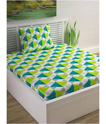 DIVINE CASA Cotton Single Bedsheet ( Green )