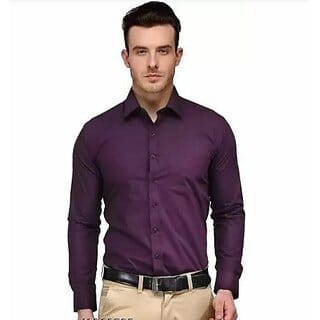 Baleshwar Men Purple Solid Casual Shirt (Pack of 1)