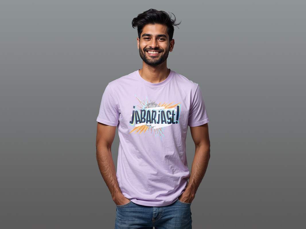 Taarak Mehta Ka Ooltah Chashmah| Lavender Front Printed Regular Fit T-Shirts For Men (JABARJAST)