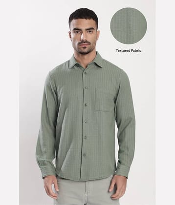Bene Kleed Poly Cotton Regular Fit Self Design Full Sleeves Men's Casual Shirt - Green ( Pack of 1 )
