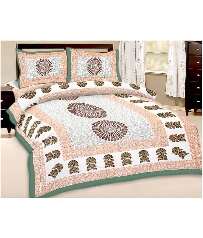 Uniqchoice Cotton Double Bedsheet with 2 Pillow Covers ( 240 cm x 215 cm )