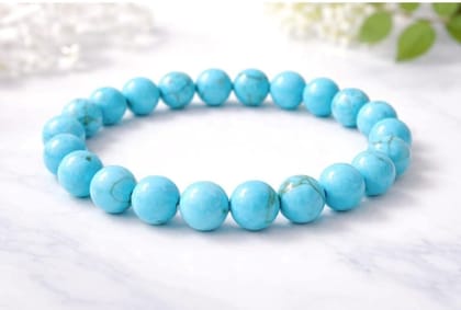 Natural Crystal 8mm Turquoise Bracelet (Sky Blue)-PID64907 Natural Crystal 8mm Turquoise Bracelet (Sky Blue)-PID64907