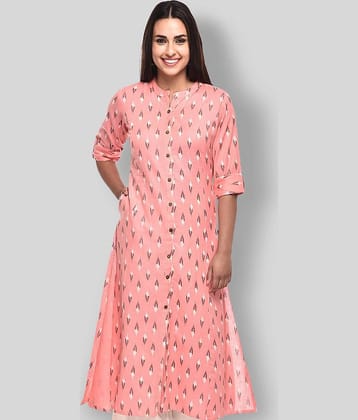 Pistaa - Peach Cotton Blend Women's Front Slit Kurti ( Pack of 1 )