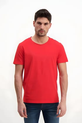Red Regular Fit Premium Cotton T shirt-S
