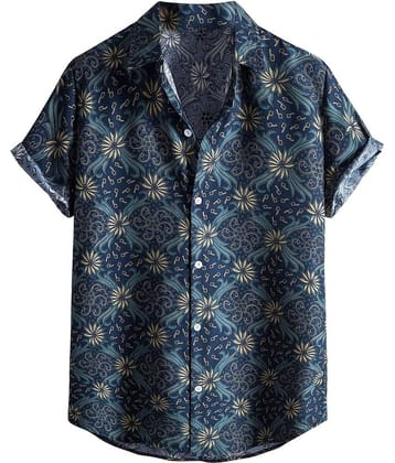 AAPSKA Rayon Flex Regular Fit Printed Half Sleeves Men's Casual Shirt - Blue ( Pack of 1 )