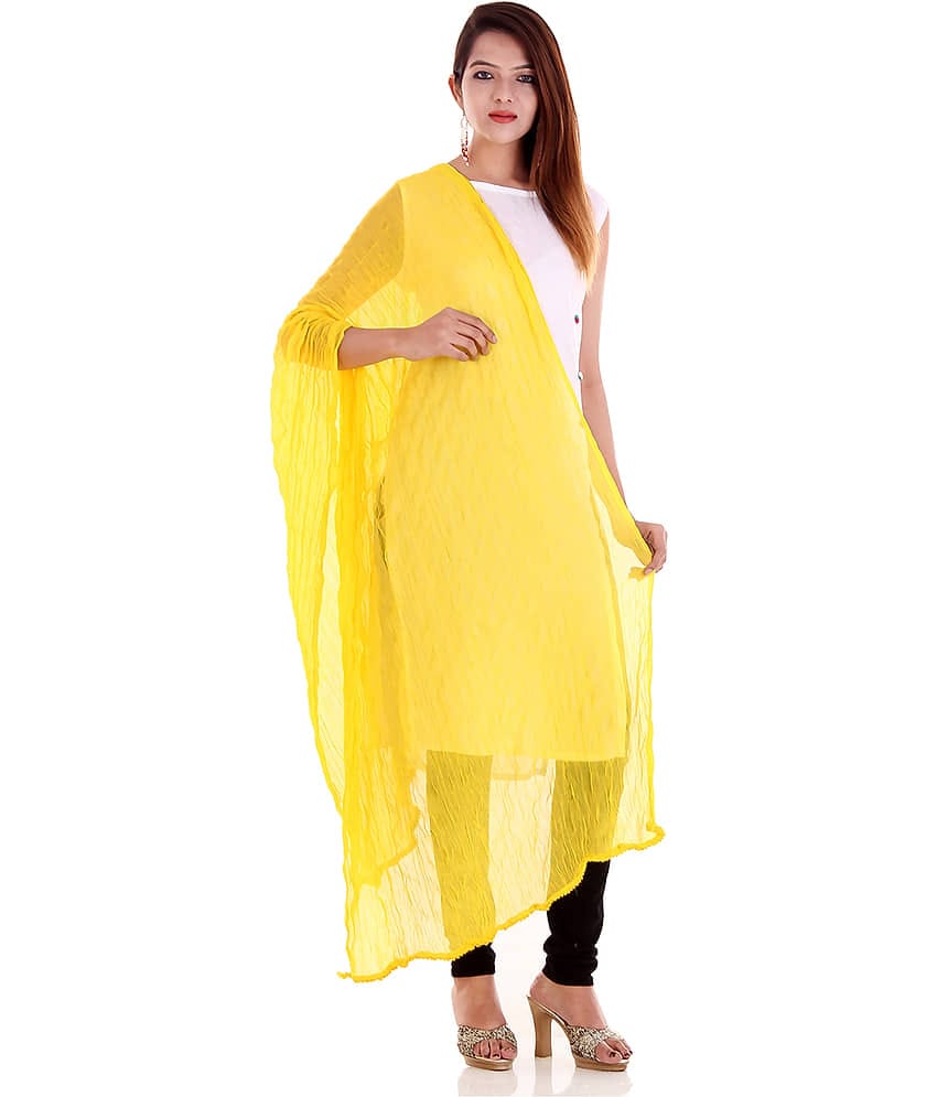 Apratim Yellow Chiffon Dupatta - Single