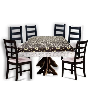 Printed PVC 6 Seater Rectangle Table Cover ( 228 x 152 ) cm Pack of 1 Brown