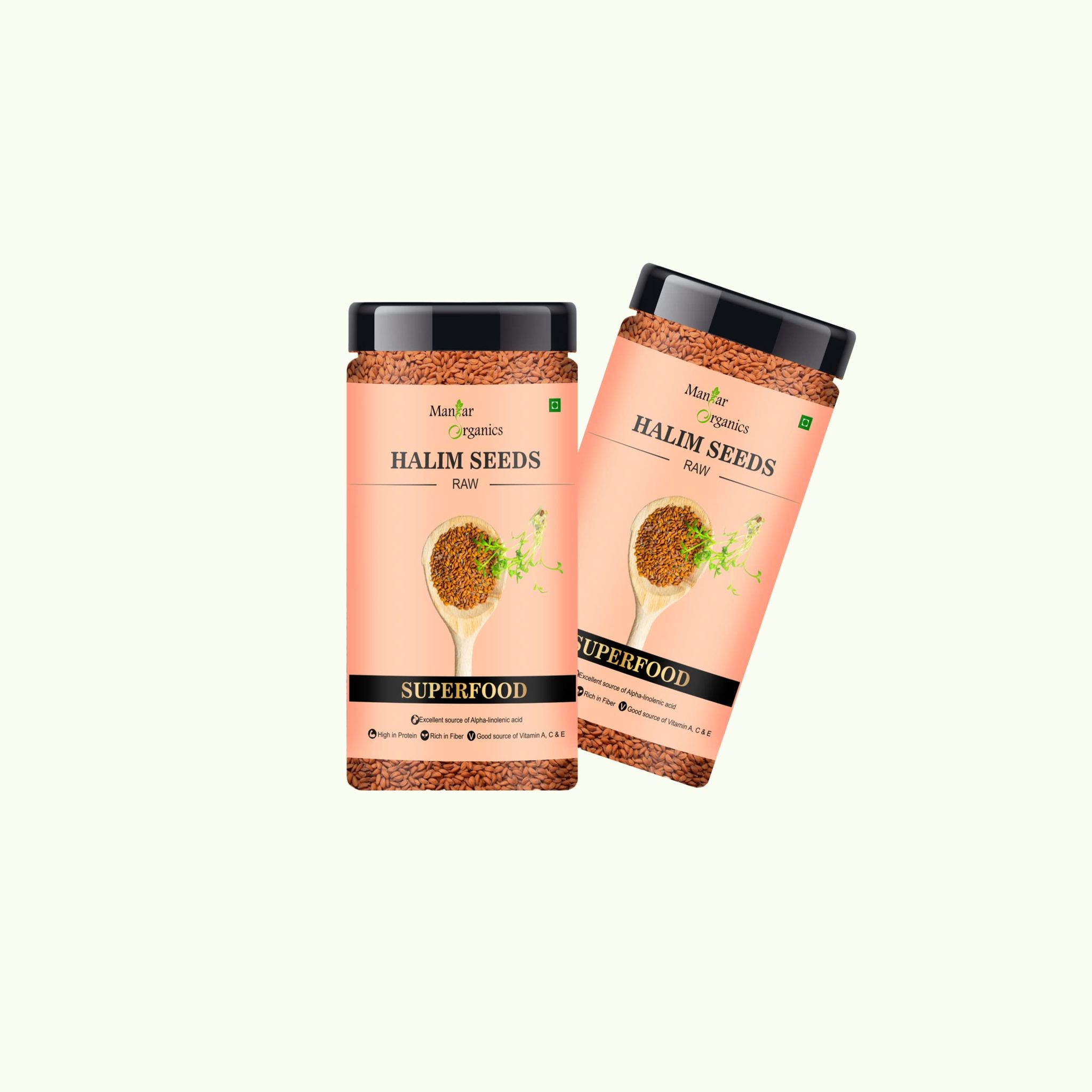 ManHar Organics Natural Halim Seeds- 350gm (Aliv/Garden Cress/Haleem seeds) for Eating and Weight management, Immunity Booster Superfood (pack of 2 (mixed nuts)